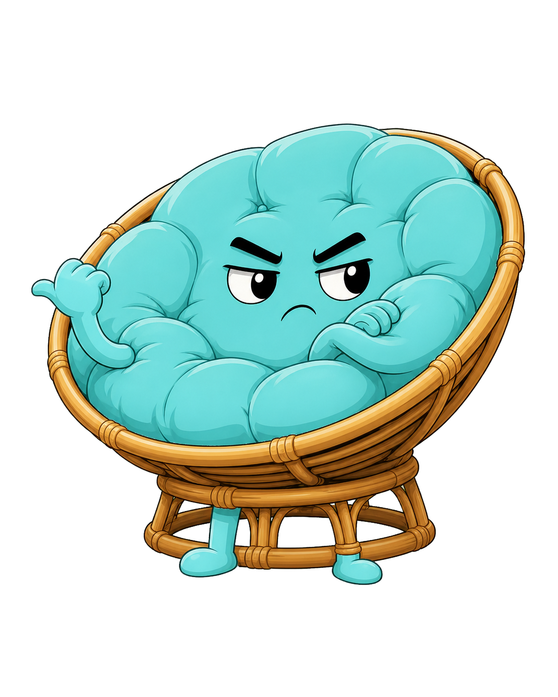 Upster mascot — angry papasan chair villain